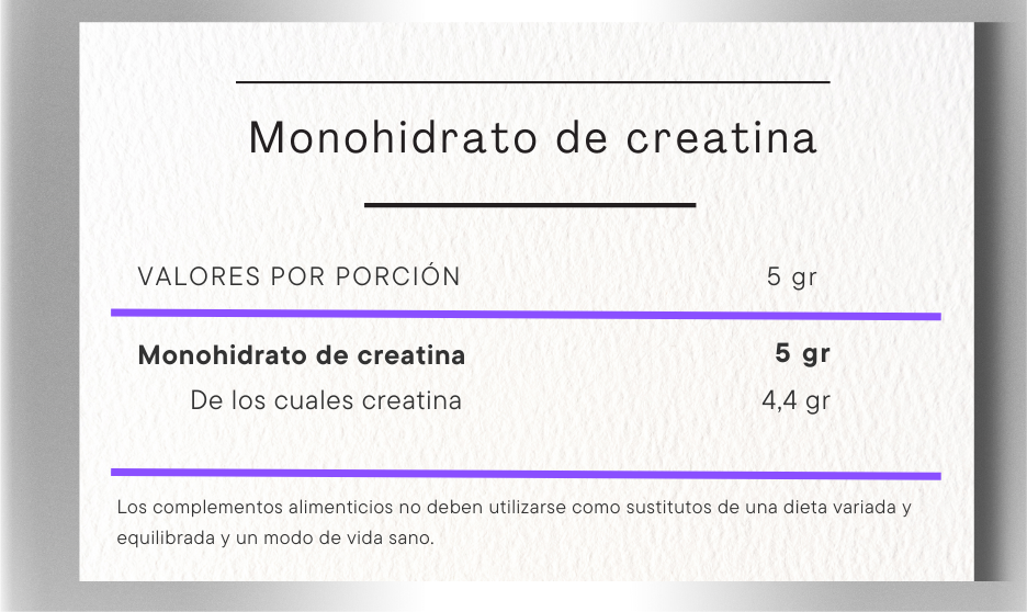 creatina monohidrato info nutricional