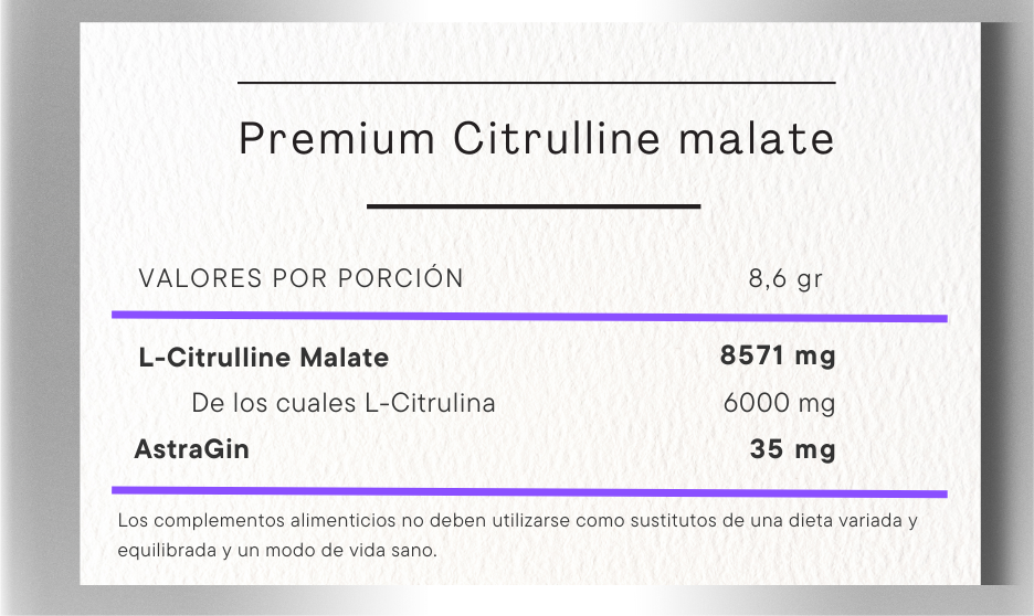 Premium citrulline malate informacion nutricional