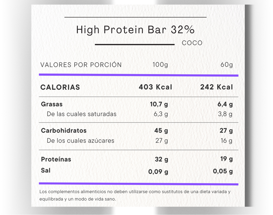 high protein bar info nutricional