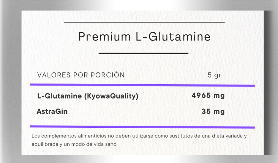 Premium L-Glutamine informacion nutricional
