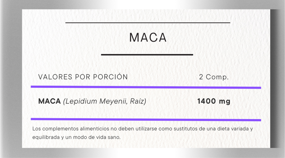MACA informacion nutricional