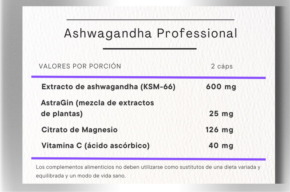 ashwagandha professional informacion nutricional