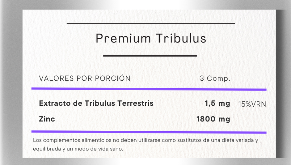 Premium tribulus informacion nutricional