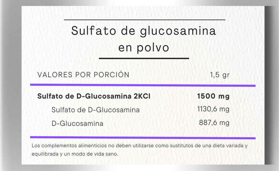 sulfatode glucosamina en polvo hsn informacion nutricional