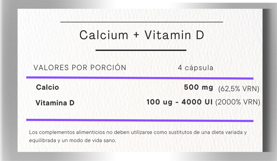 Calcio + vitamina d life pro informacion nutricional