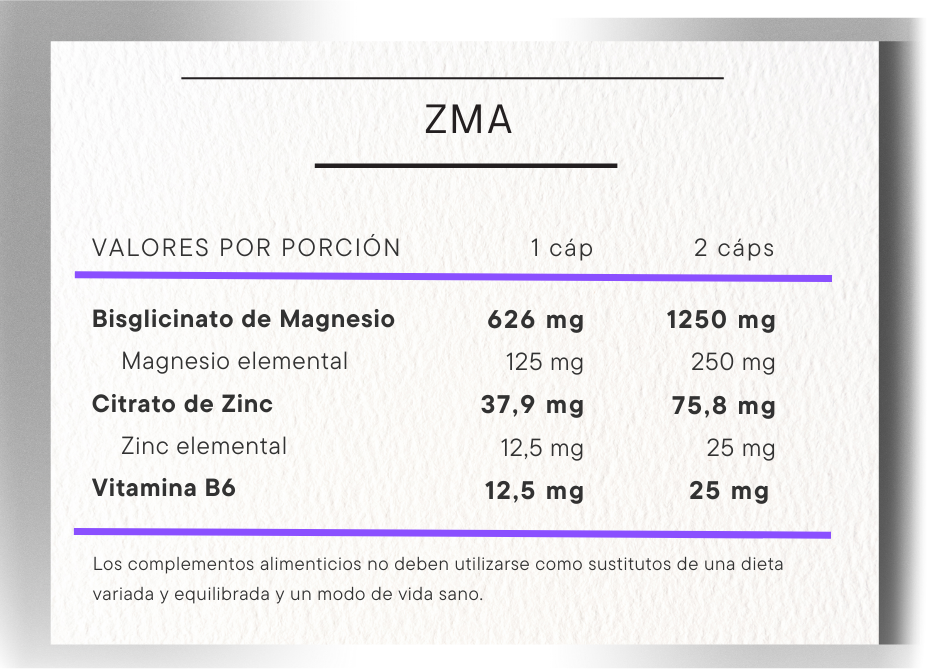 ZMA Life Pro informacion nutricional